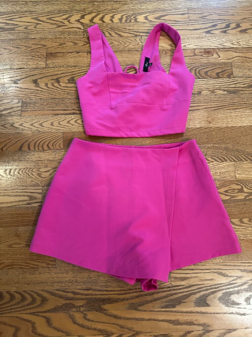 Lulus Exceptionally Styled Hot Pink Lace-up Skort Romper